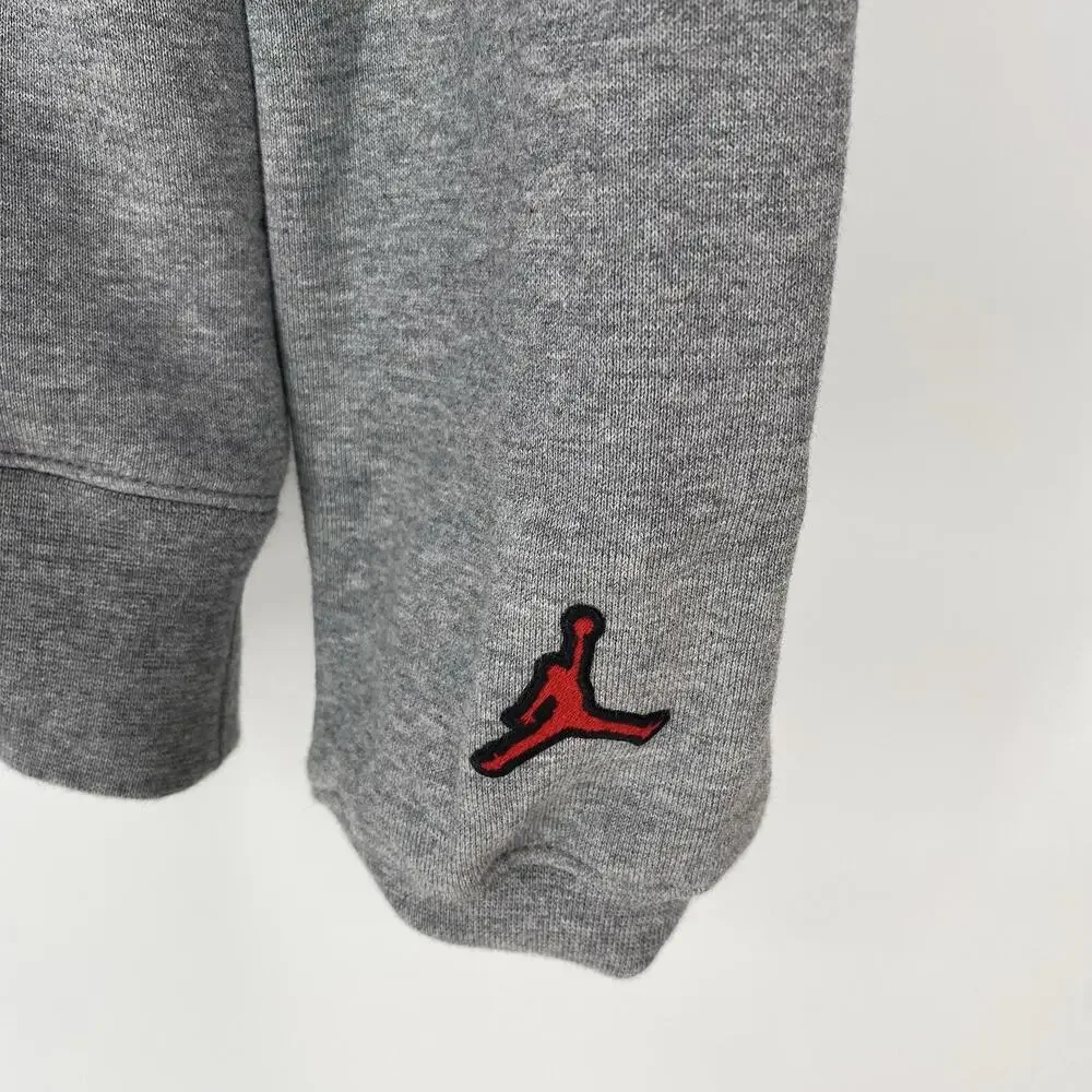 Jordan Essentials Hoodie Small Gray Embroidered Jumpman Slam Dunk Fleece DC9713